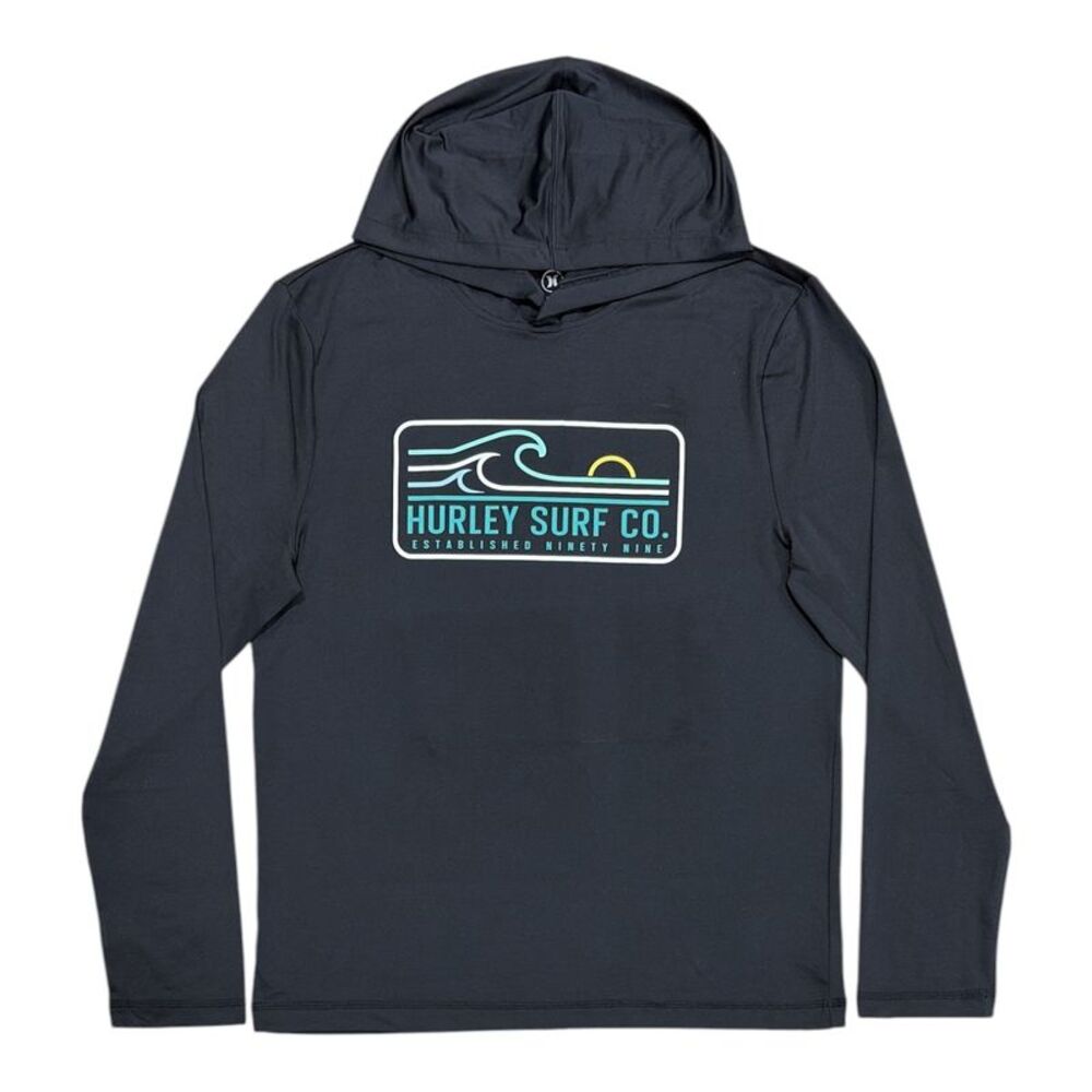 Hurley Men's Regular Fit UPF 50 Sun Protection Hooded Long Sleeve Tee - Black